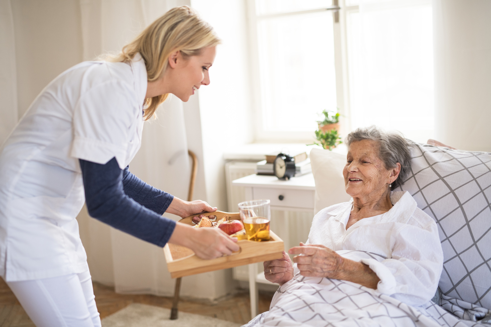 Caregiver with senior resident